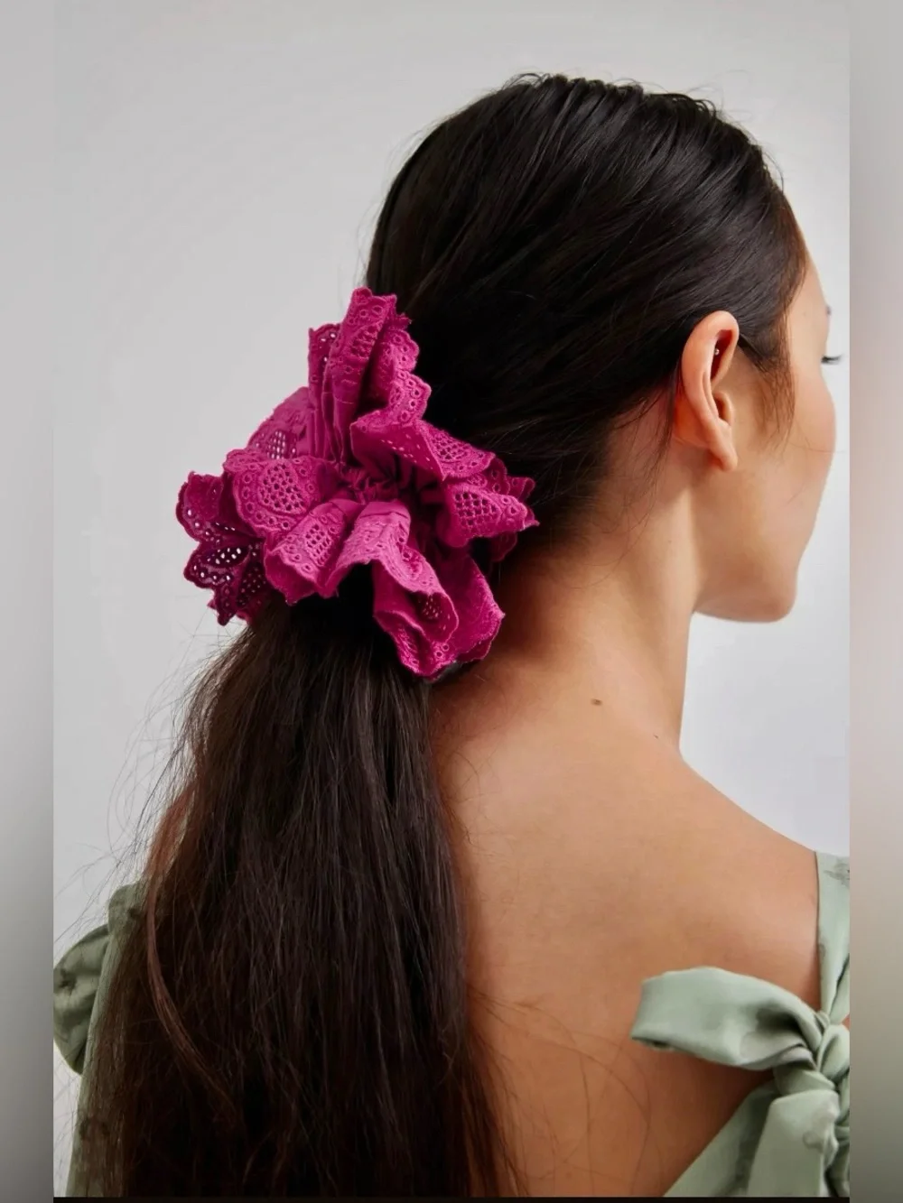 Urban Outfitters Heart Eyelet Large Scrunchie NWT Black